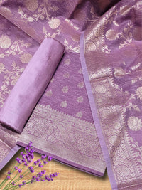 Chhabra 555 Banarasi Handloom Jute Silk Dress Material with Slub Weave & Tasseled Dupatta