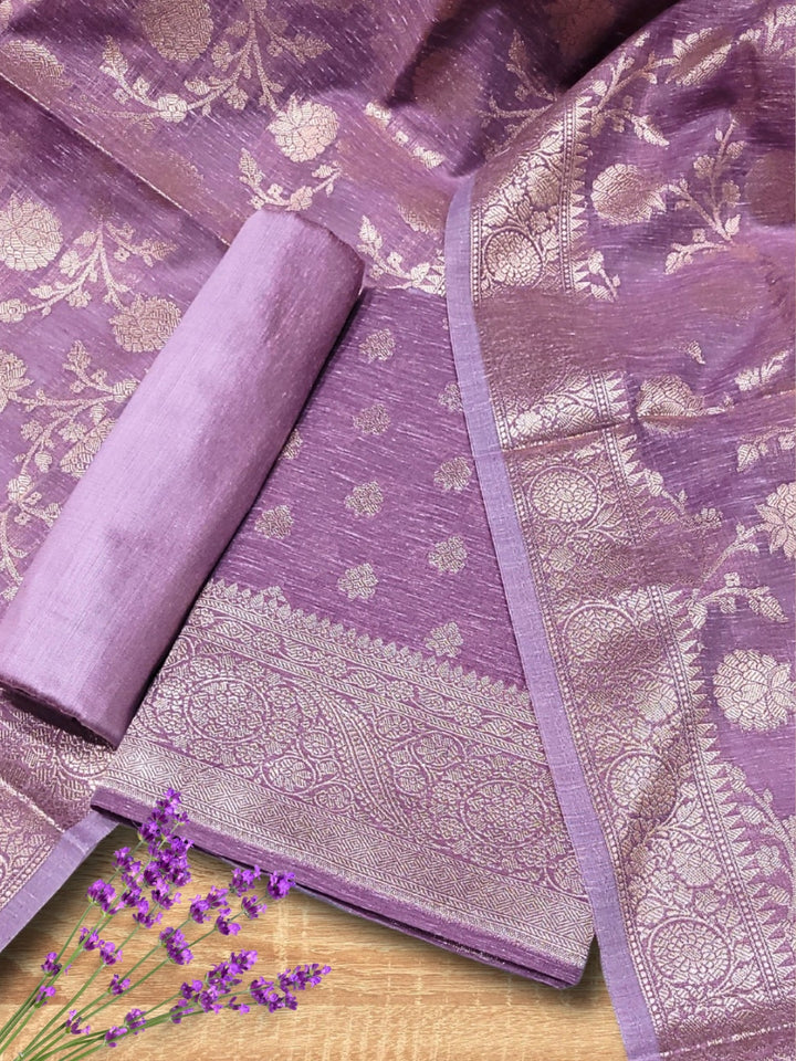 Chhabra 555 Banarasi Handloom Jute Silk Dress Material with Slub Weave & Tasseled Dupatta