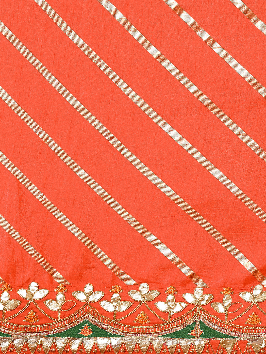 Orange Lehariya Saree Embellished With Gota Patti Embroidered  Border
