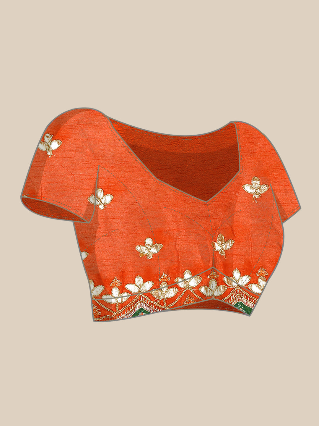 Orange Lehariya Saree Embellished With Gota Patti Embroidered  Border