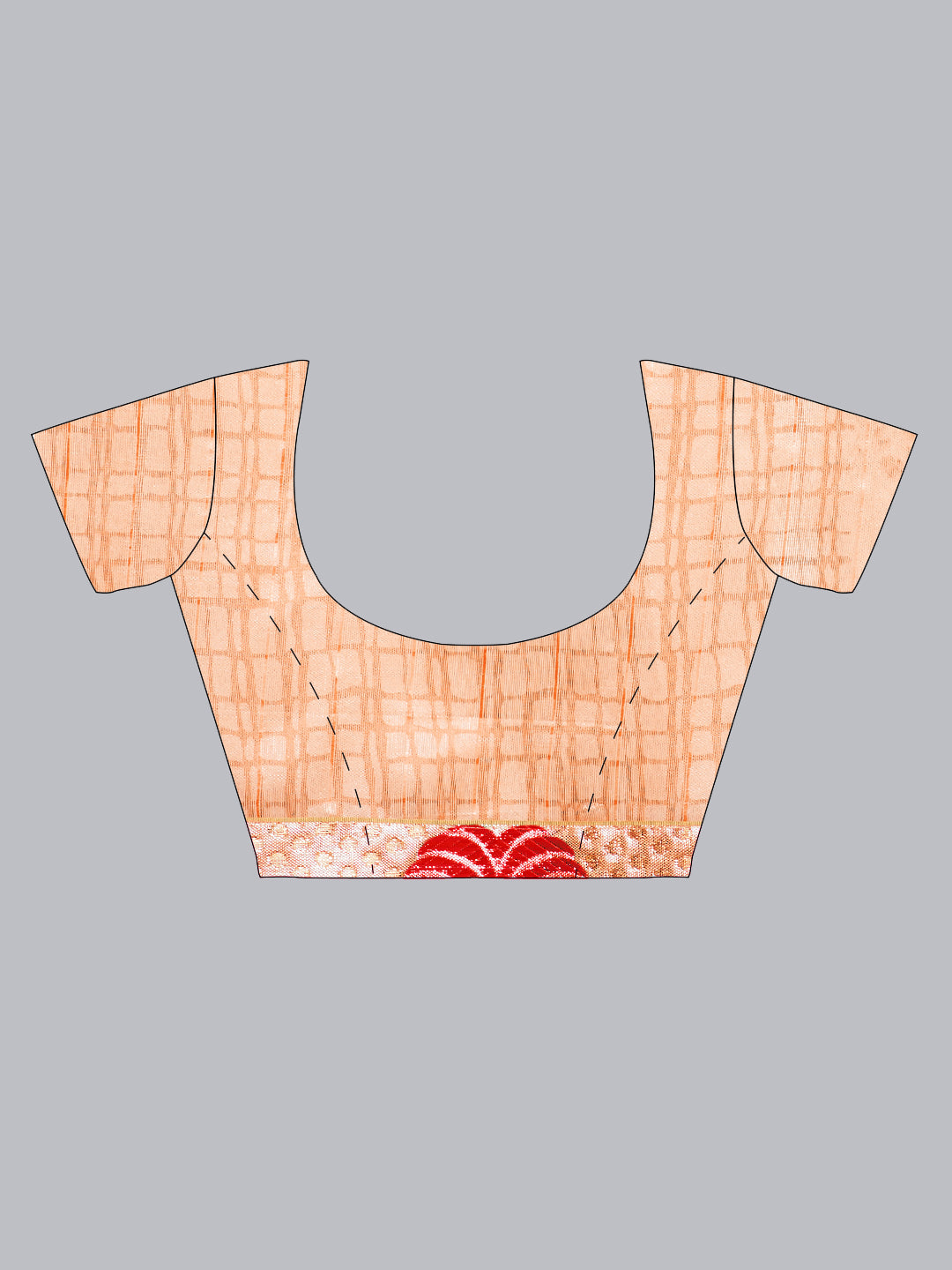 Orange Distress Print Brocade Border Art Silk Saree
