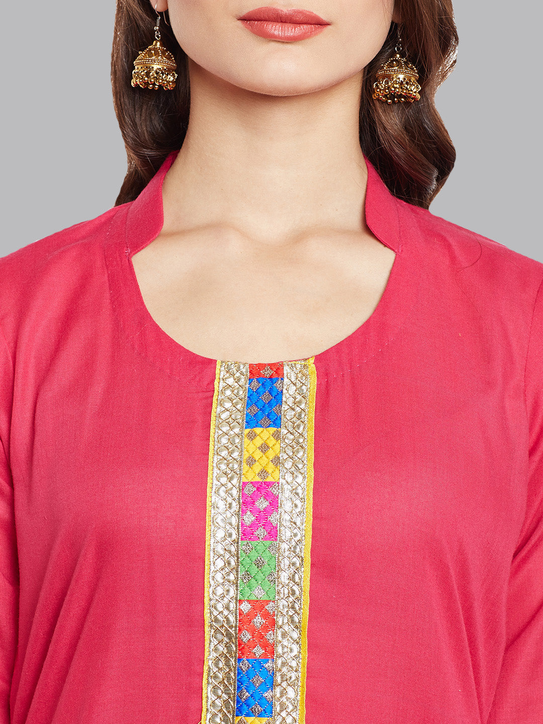 Cotton Dress Material with Resham Phulkari Embroidery