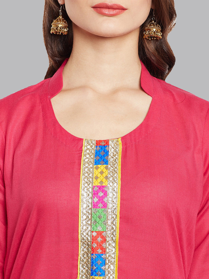 Cotton Dress Material with Resham Phulkari Embroidery