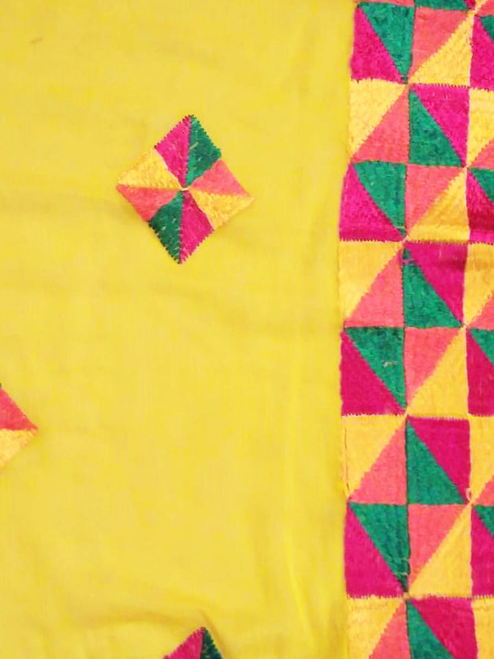Cotton Dress Material with Resham Phulkari Embroidery