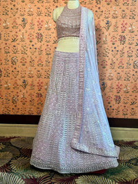 Lavender Elegance Embroidered Lehenga
