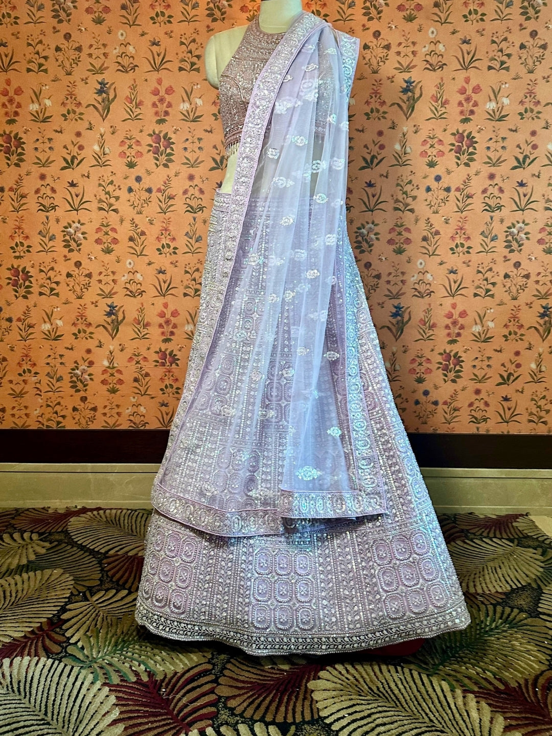 Lavender Elegance Embroidered Lehenga