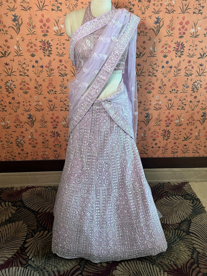 Lavender Elegance Embroidered Lehenga