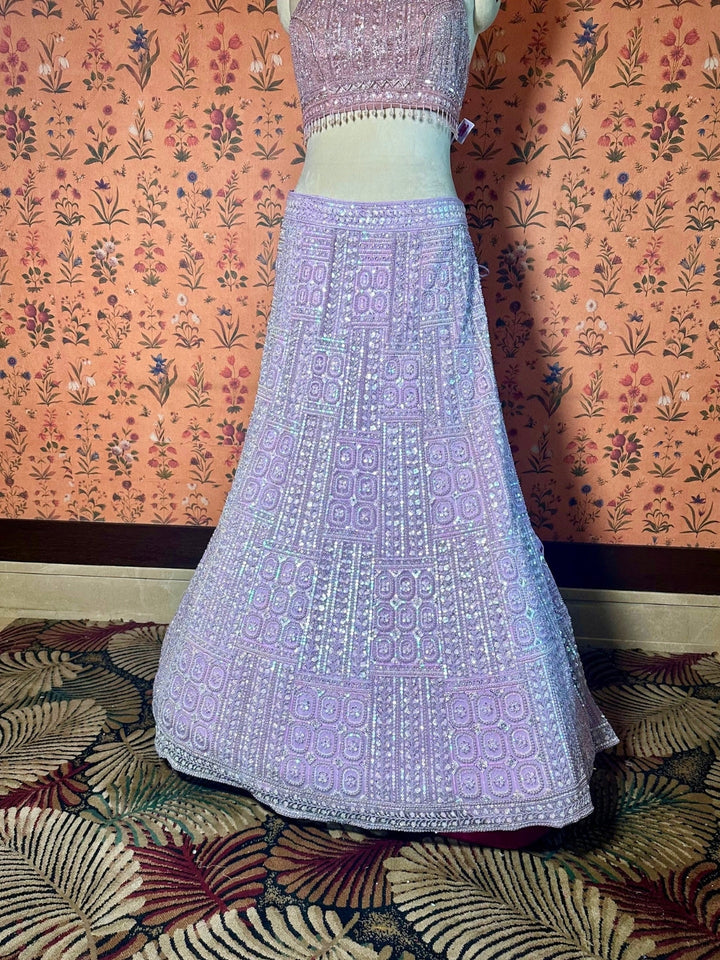 Lavender Elegance Embroidered Lehenga