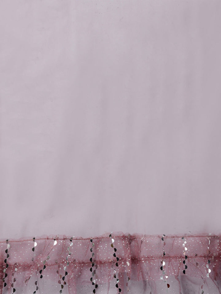 Pastel Mauve Mirror Embellished Lehenga Set with Cut dana Embroidery, Frills & Layering