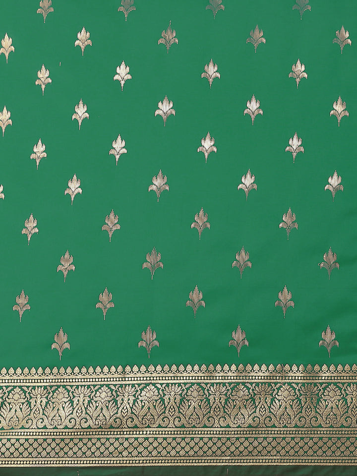 Zari Woven Mysore Silk Bridal Handloom Saree with Floral motifs