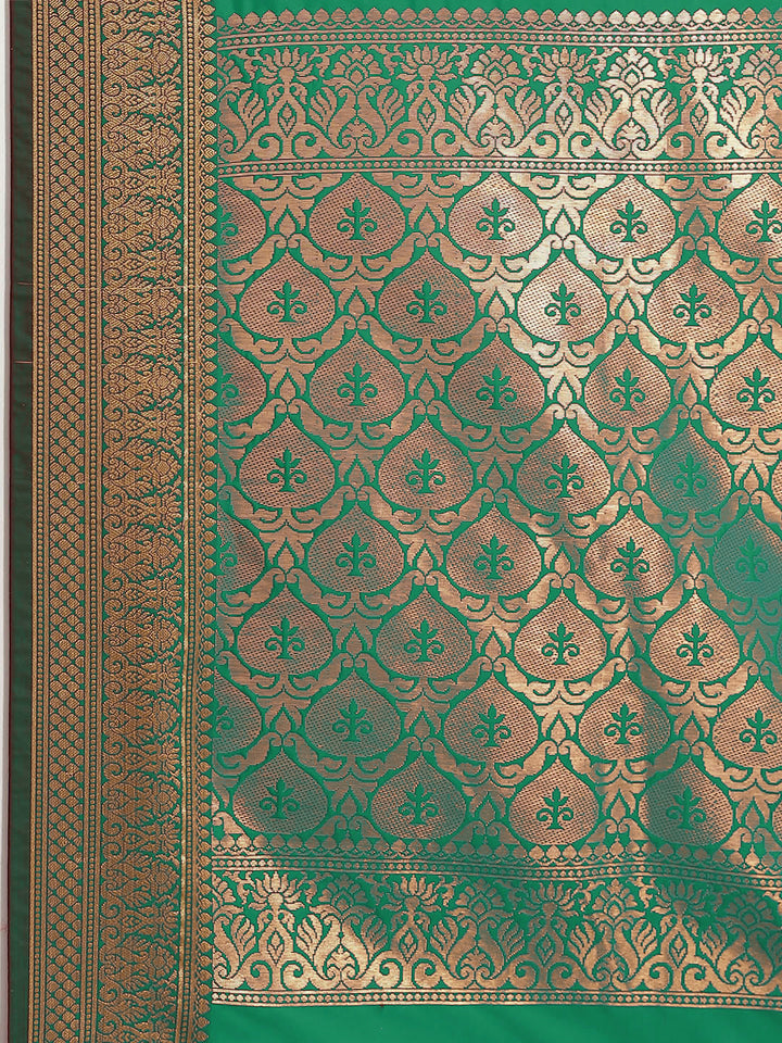 Zari Woven Mysore Silk Bridal Handloom Saree with Floral motifs