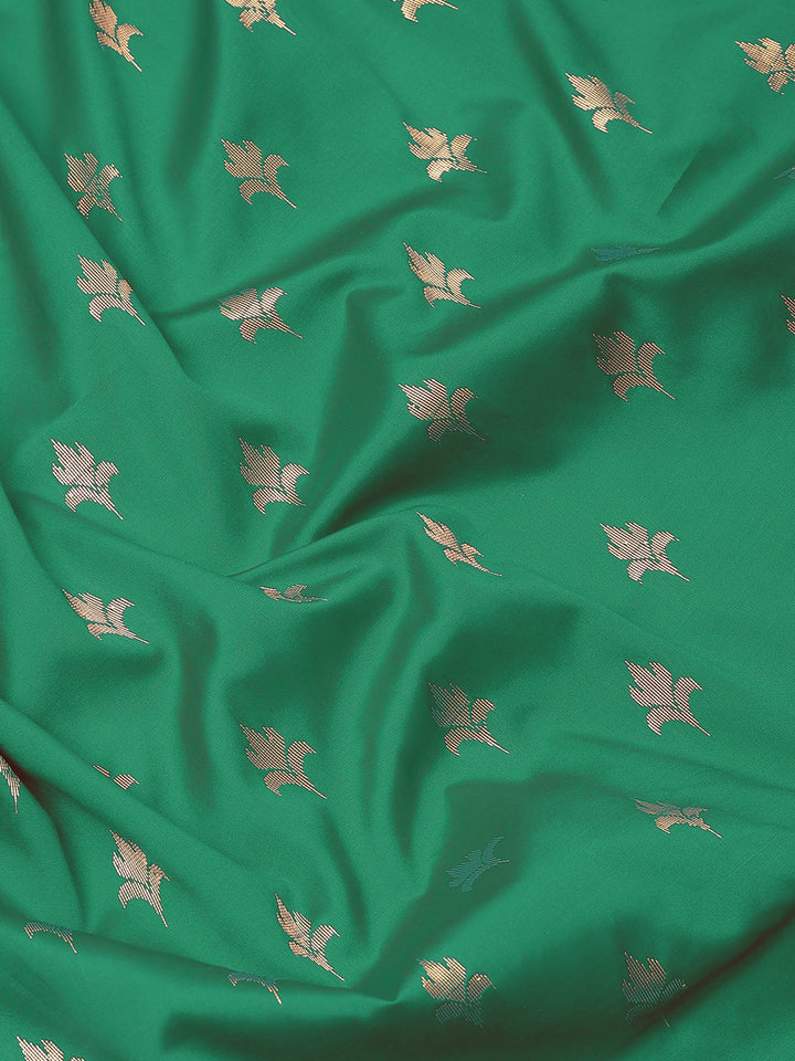 Zari Woven Mysore Silk Bridal Handloom Saree with Floral motifs