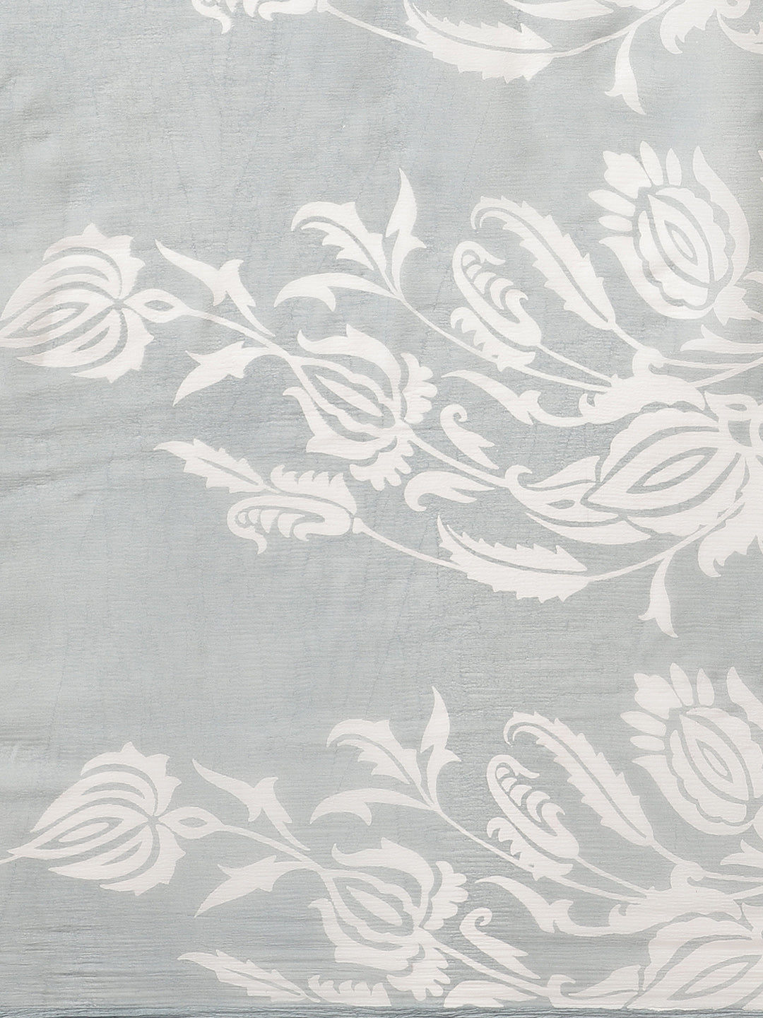 Grey Pastel Summer Chiffon Saree with Contemporary Floral Prints and ColorBlocking