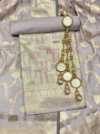 Chhabra 555 Meeanakari Weaving Banarasi Handloom Dress Material with Checked Paisley Motifs