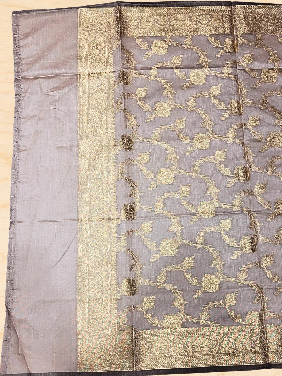 Meeanakari Weaving Banarasi Handloom Dress Material with Checked Paisley Motifs