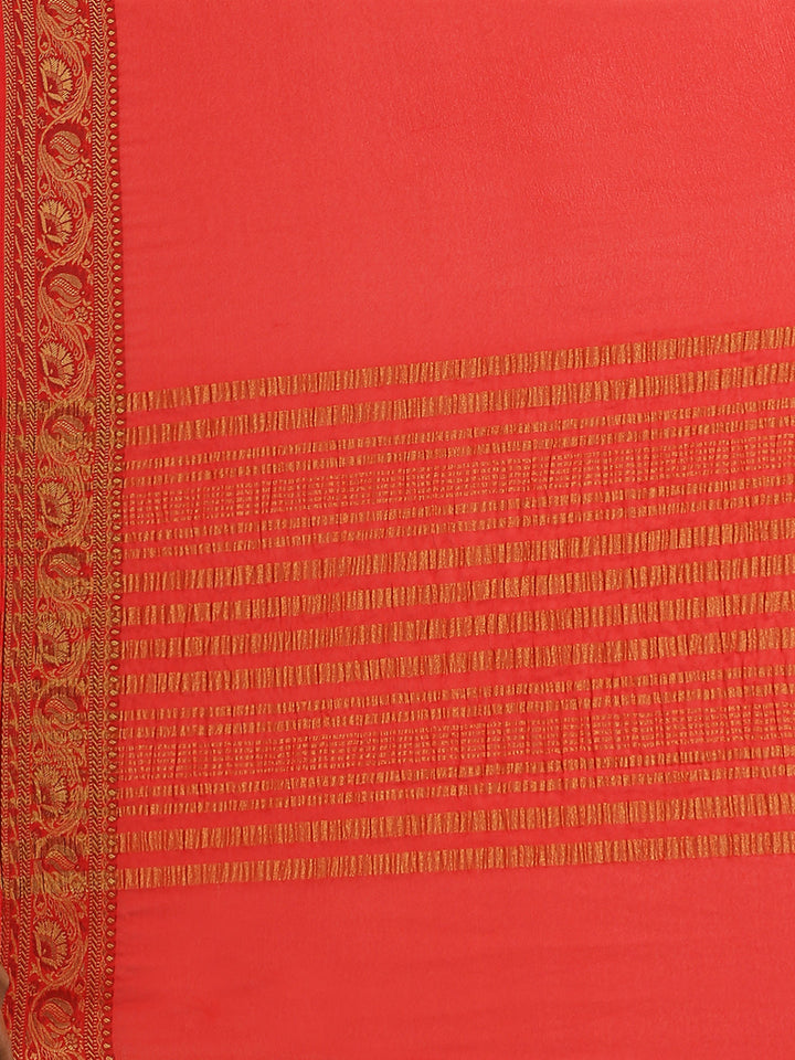 Banarasi Jamdani inspired Ethnic Saree with Floral Intricate border and Heavy Pallu