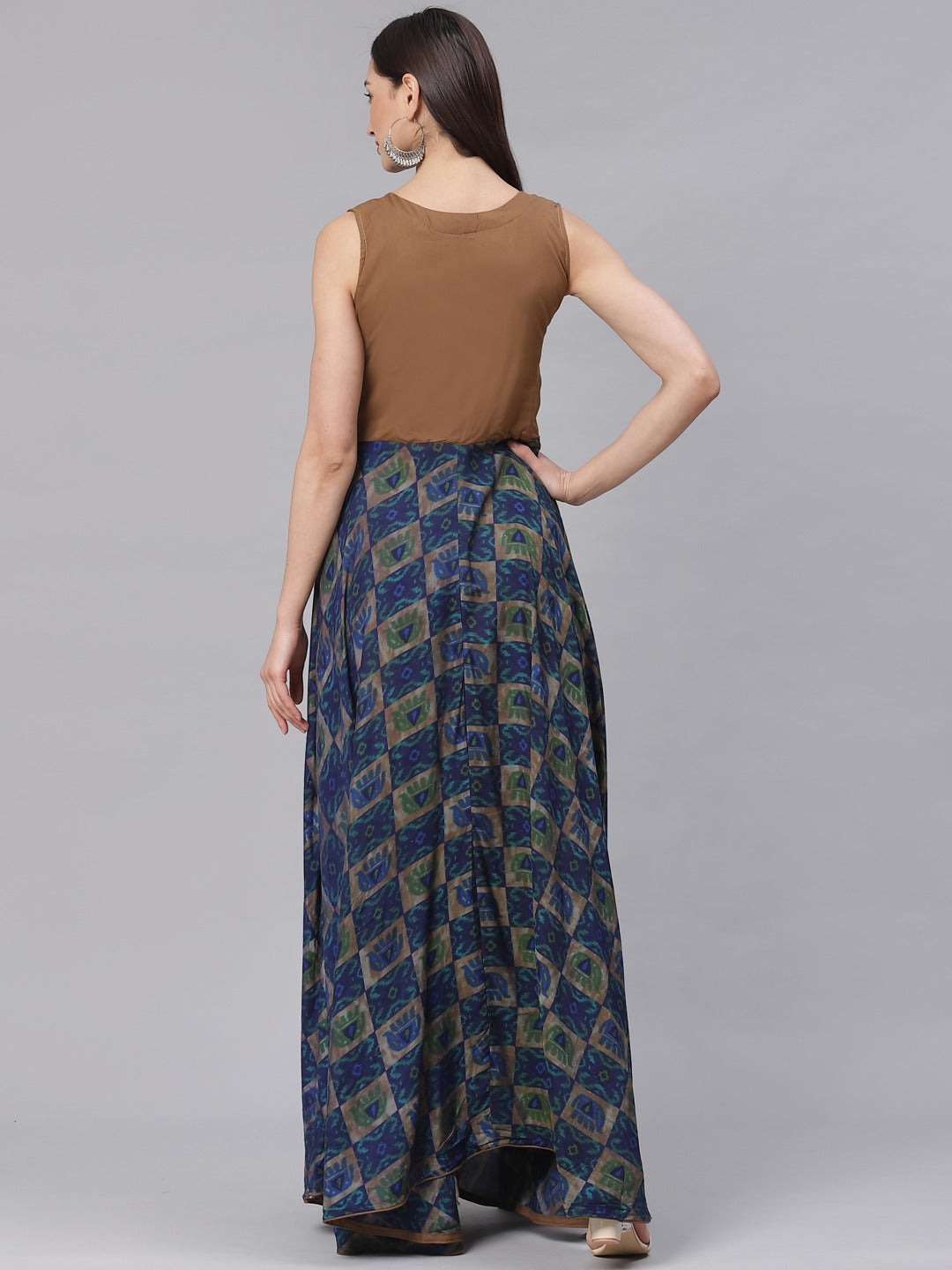 Made to Measure Embroidered Anarkali Gown with Quirky Animal Prints and Wooden Buttons