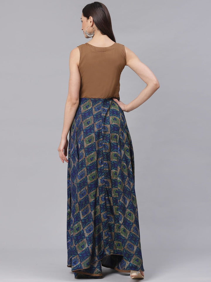 Made to Measure Embroidered Anarkali Gown with Quirky Animal Prints and Wooden Buttons