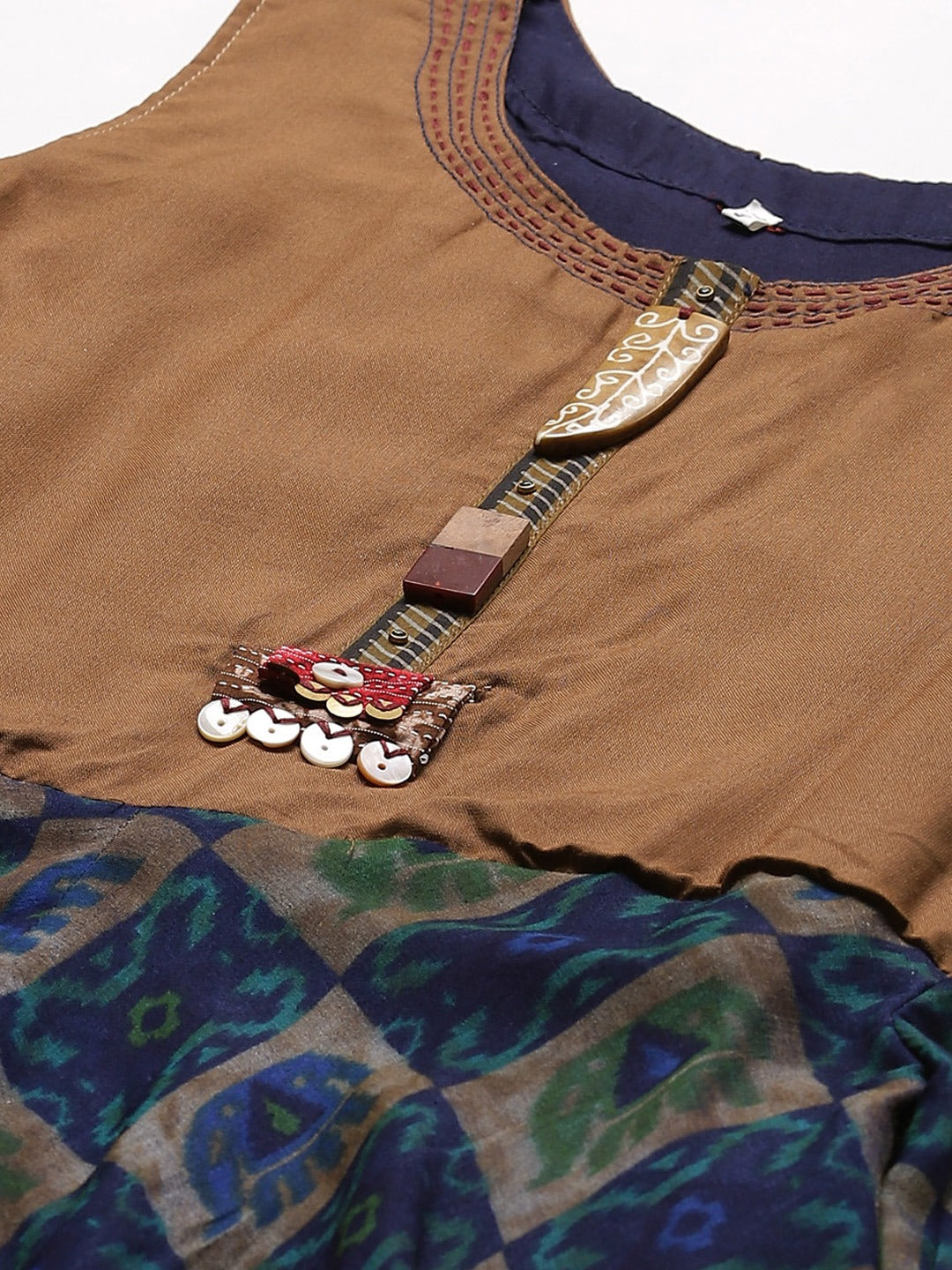 Made to Measure Embroidered Anarkali Gown with Quirky Animal Prints and Wooden Buttons