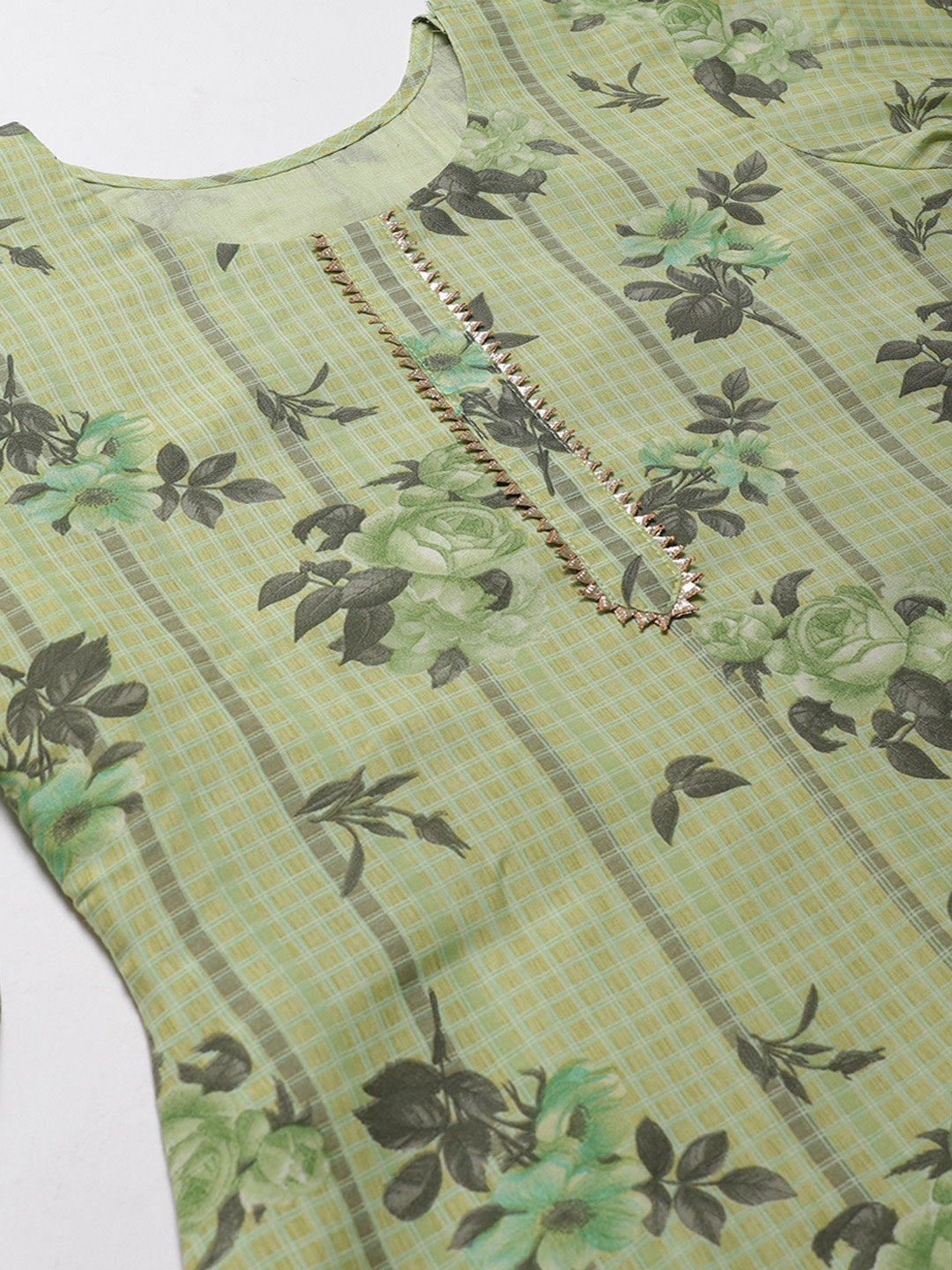 Pastel Green Cotton  Printed Dress Material with Floral Printing on Dupatta
