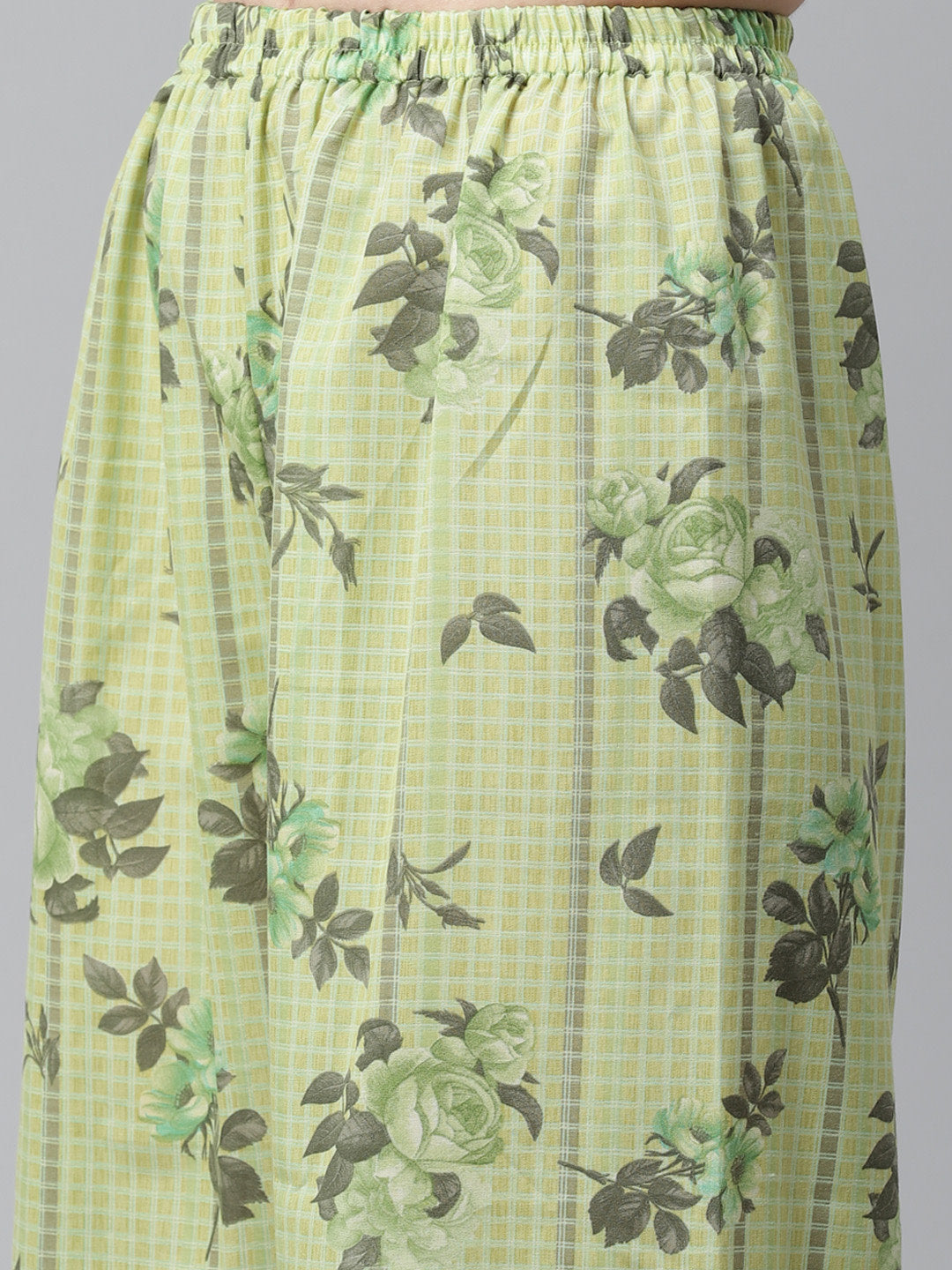 Pastel Green Cotton  Printed Dress Material with Floral Printing on Dupatta