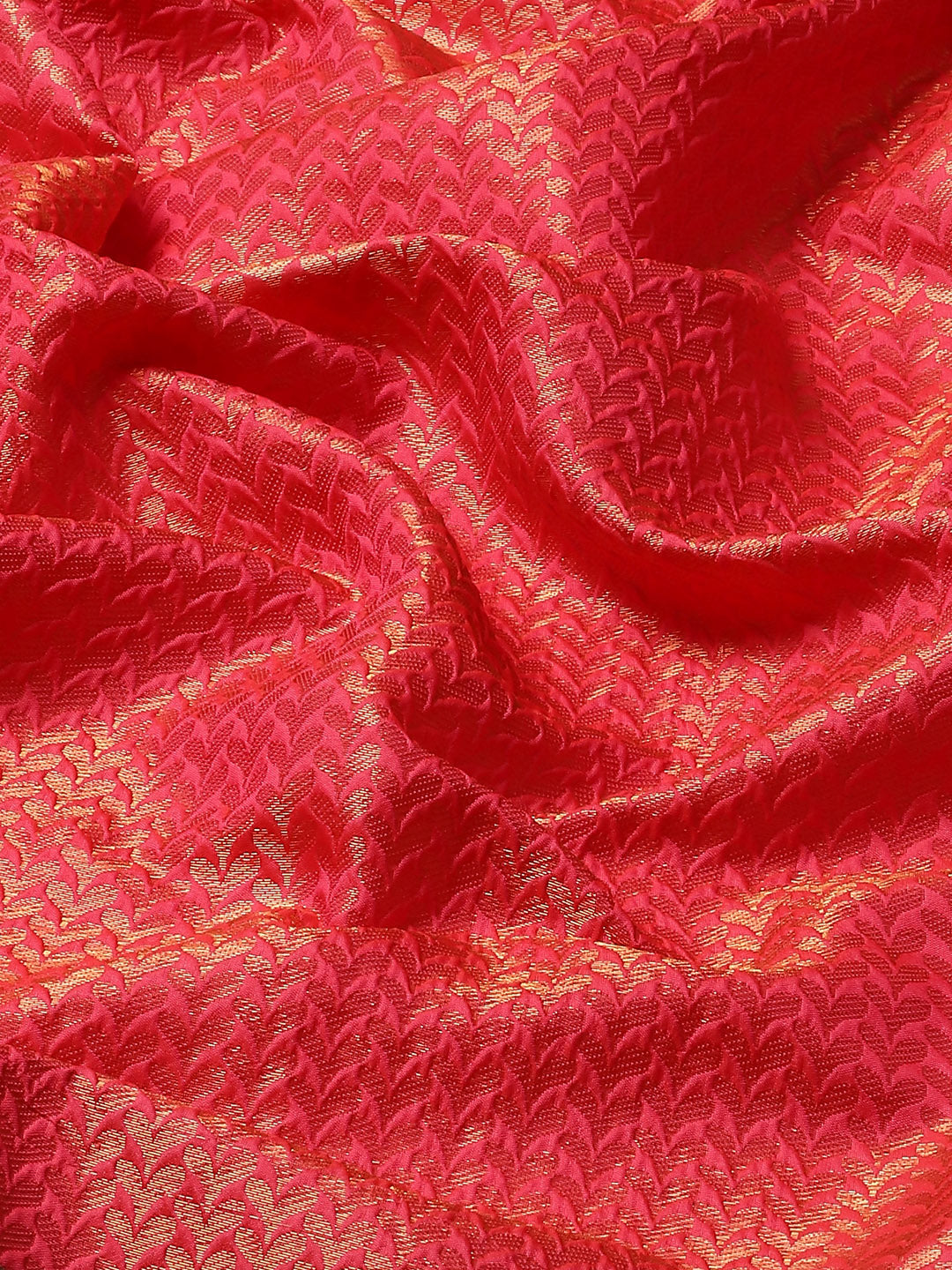 Coral Pink Kanjeevaram Oxidised Copper Zari Silk Saree