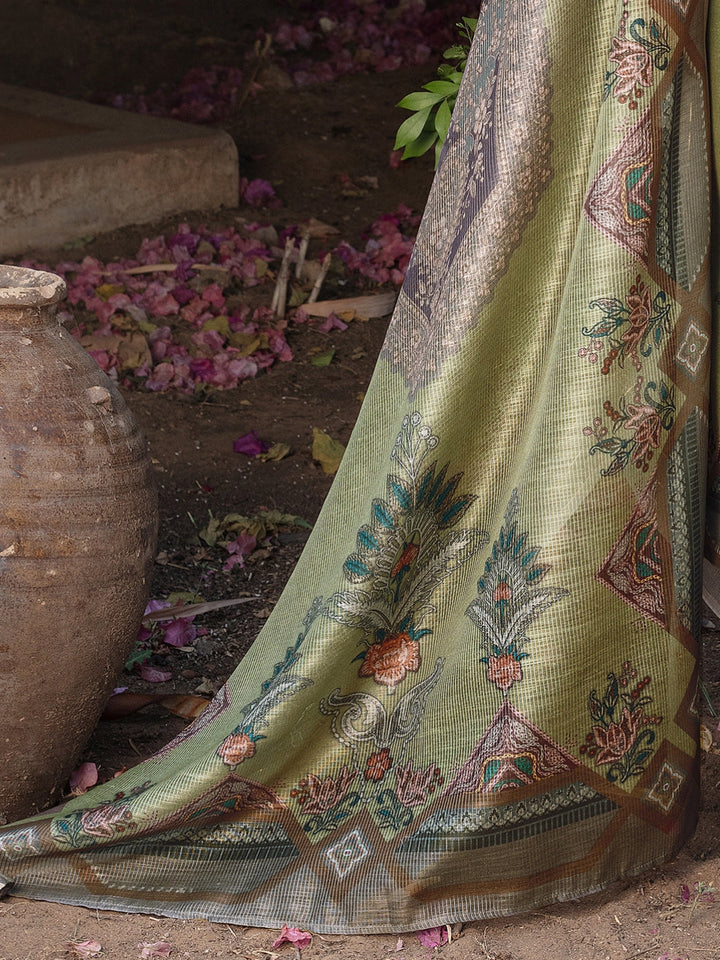 Chhabra 555 Printed & Mirror Work Embellished Straight Kurta With Solid Pant & Printed Dupatta
