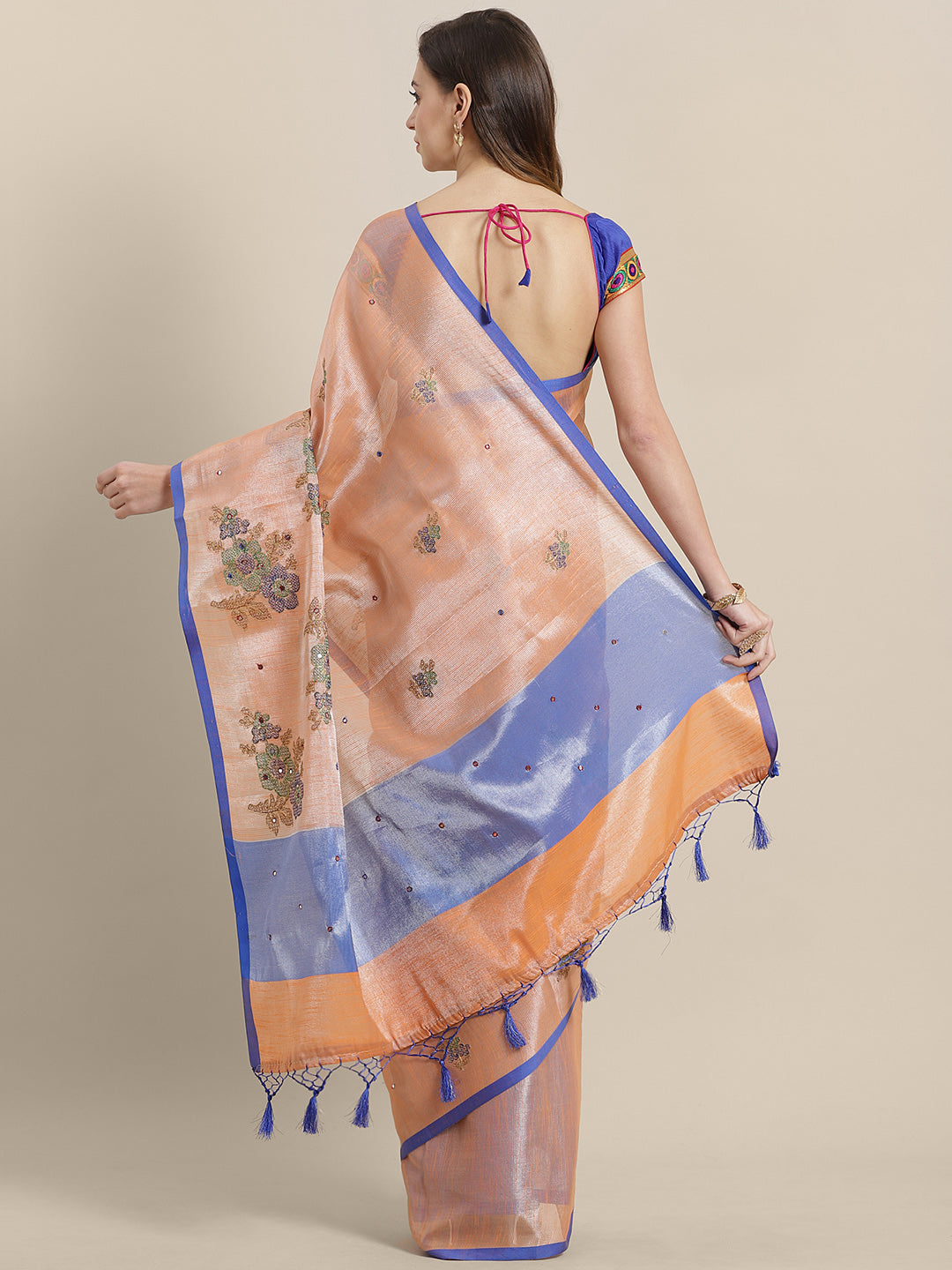 Organza Tissue saree with Resham Cross Stitch