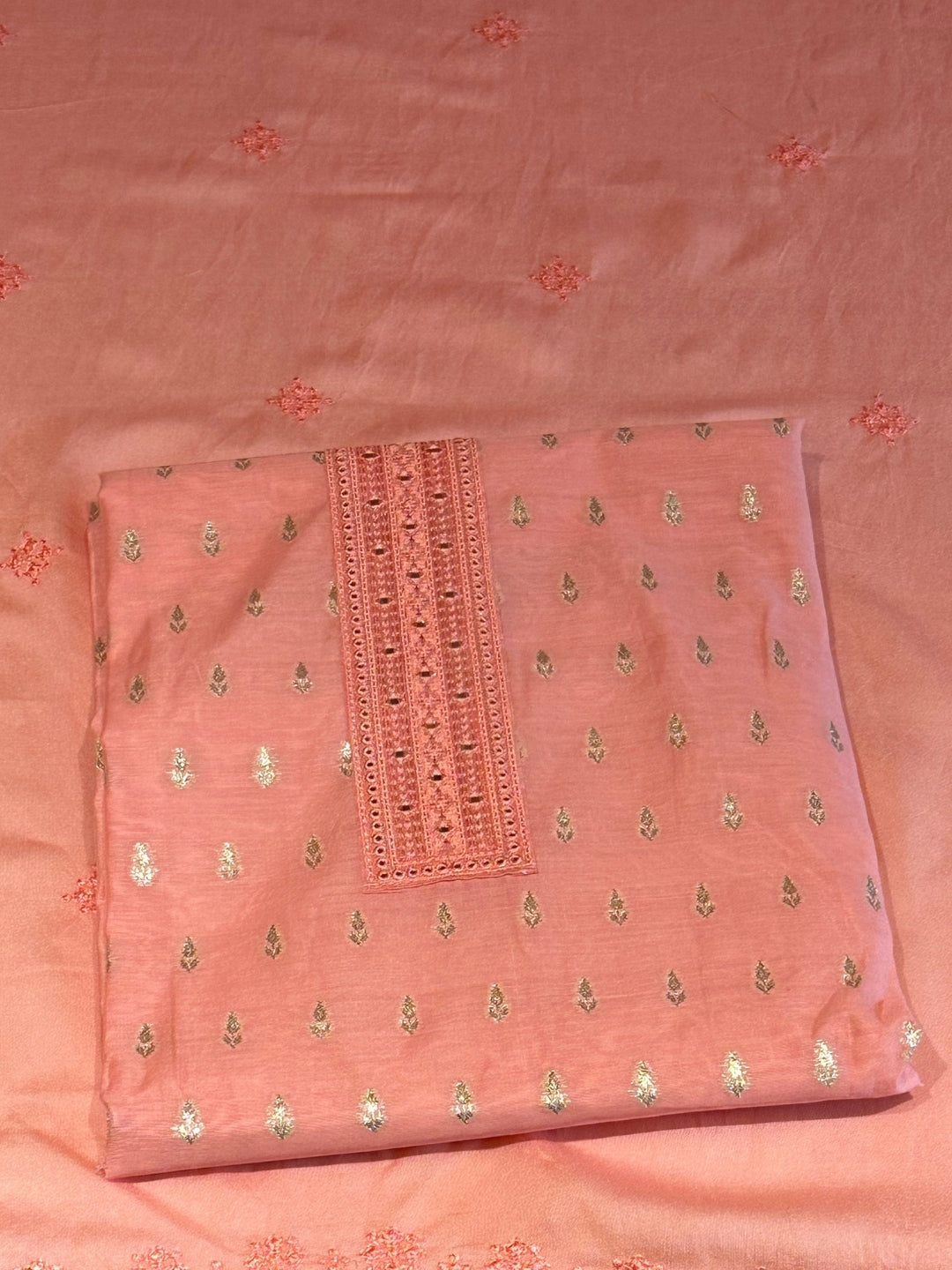 Coral Pink Woven Festive Suit