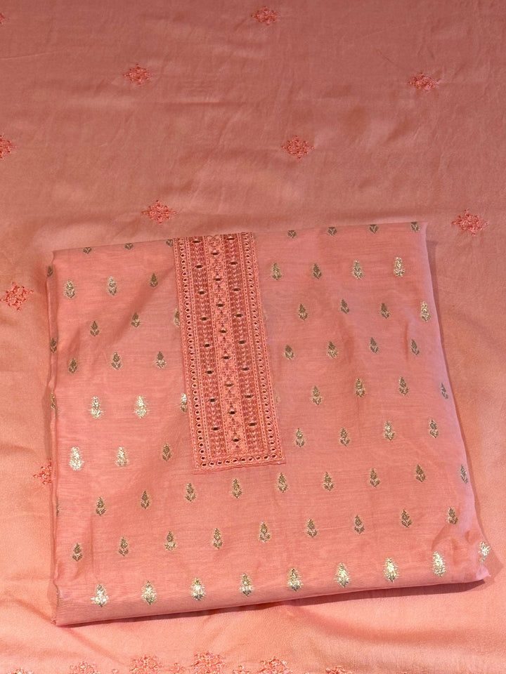 Coral Pink Woven Festive Suit