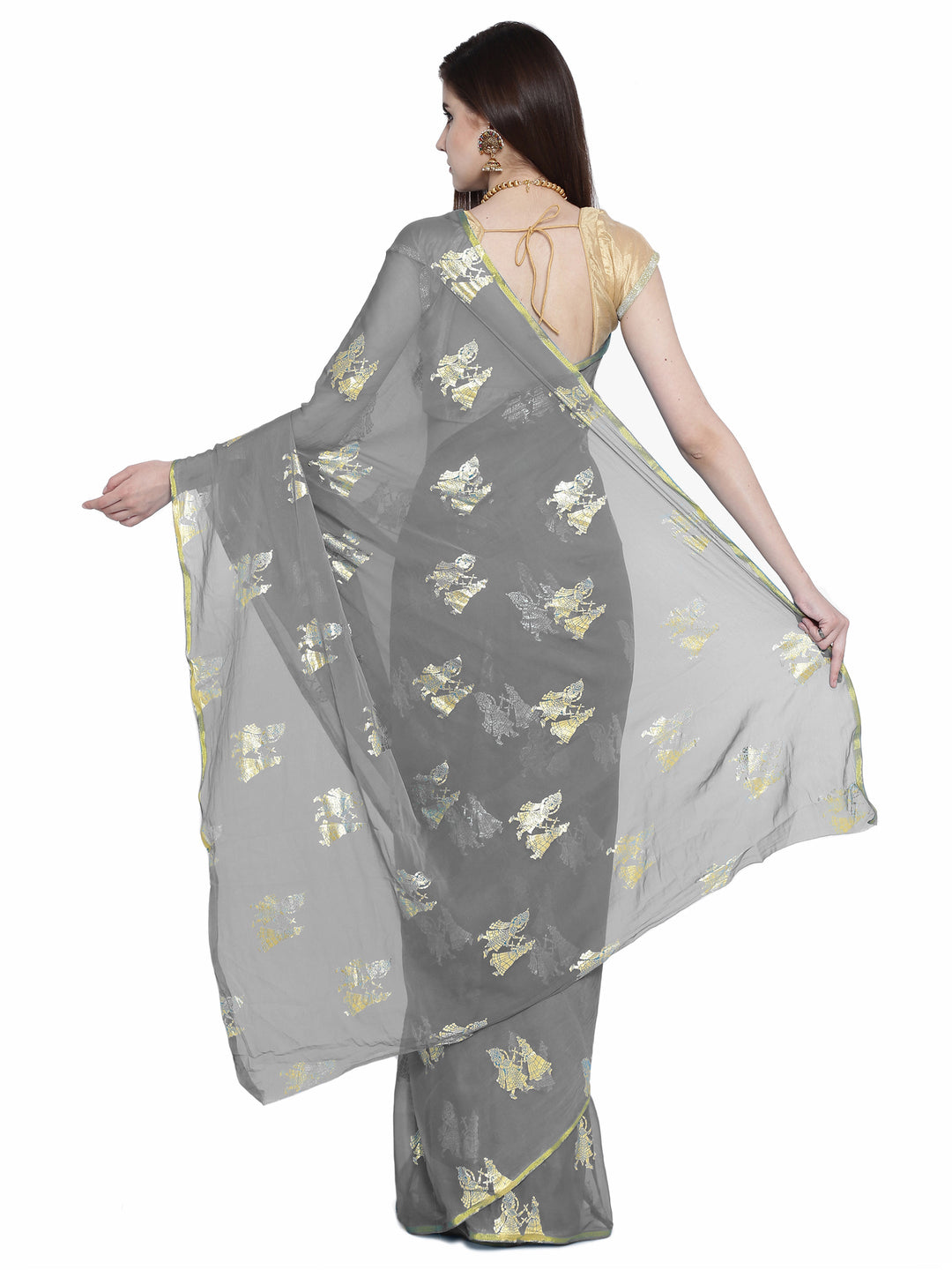 Chiffon Party Wear Saree with Foil Printed Radha Rani