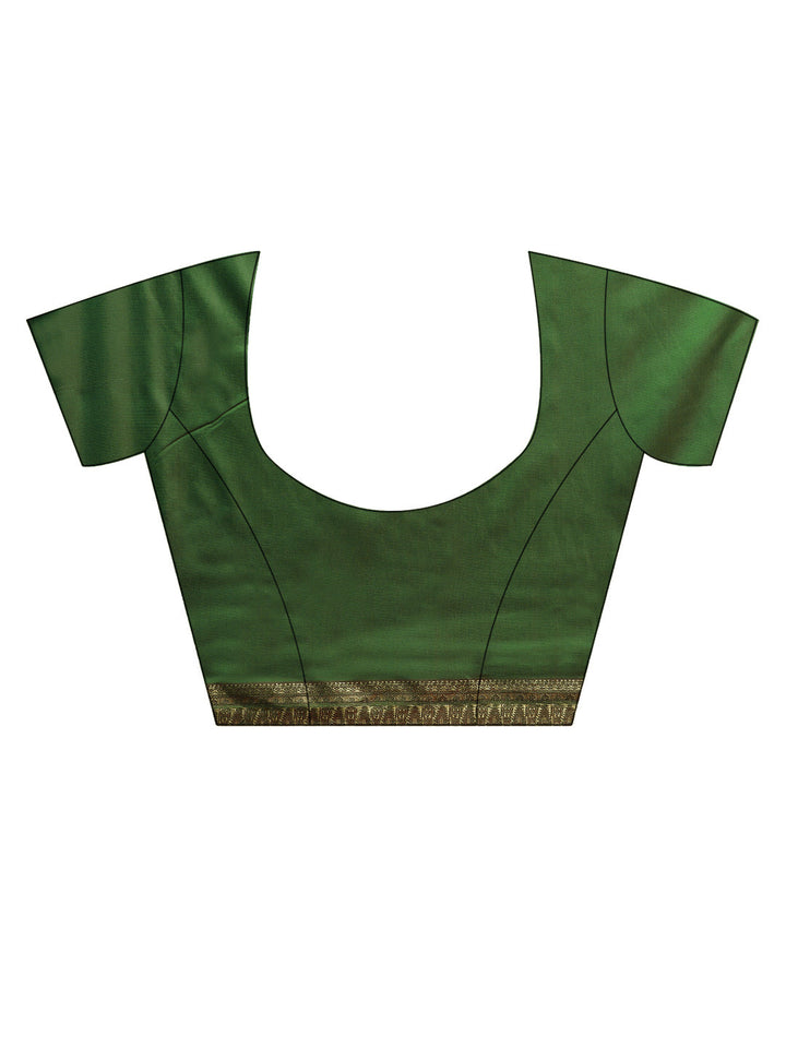 Purple Green Banarasi Silk Saree with Contrast Green Zari Border