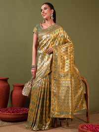 Traditional Brocade Handloom Mysore Silk Saree with Multicolor Meenakari Zari Weaving