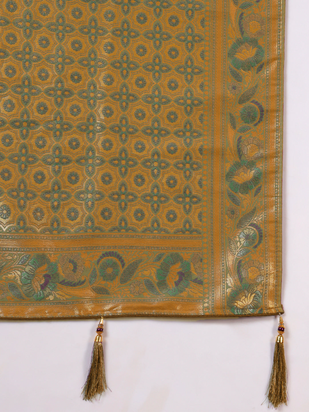 Traditional Brocade Handloom Mysore Silk Saree with Multicolor Meenakari Zari Weaving