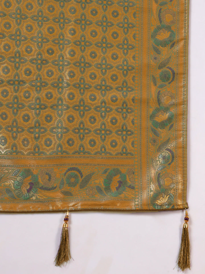Traditional Brocade Handloom Mysore Silk Saree with Multicolor Meenakari Zari Weaving