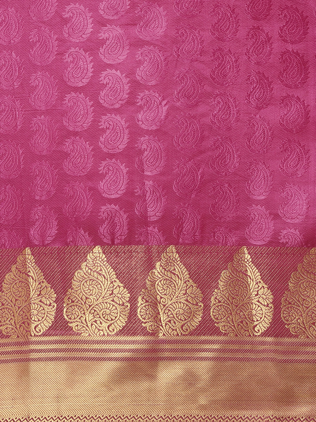 Banarasi Jamdani Embossed Handloom Saree with Paisley Resham Weaving & Woven Zari Border