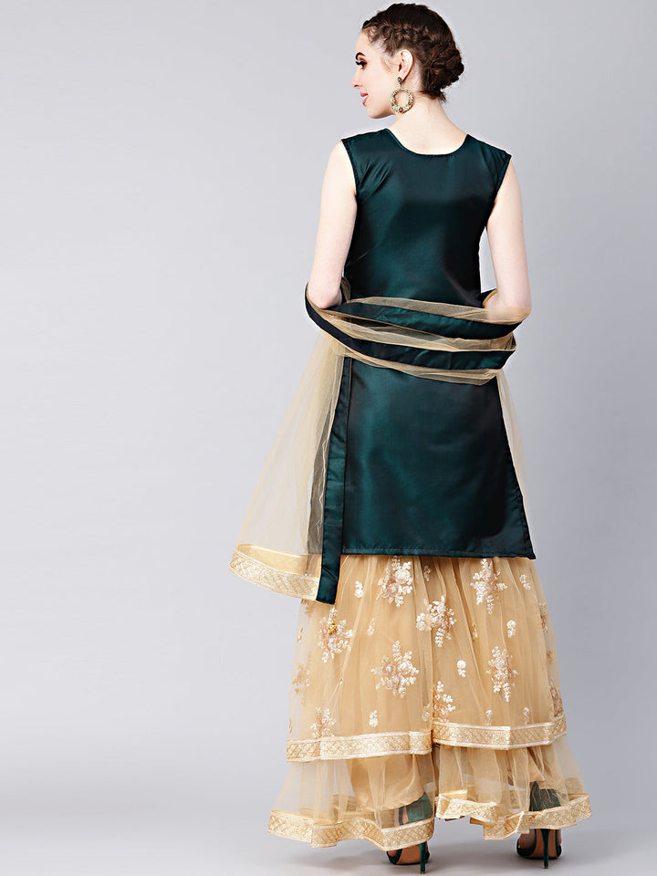 Embellished Kurta Sharara Set with Zari Embroidery