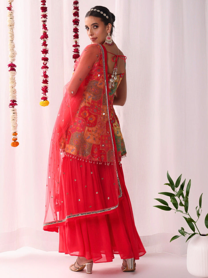 Kalidar Peplum Kurta Sharara Set