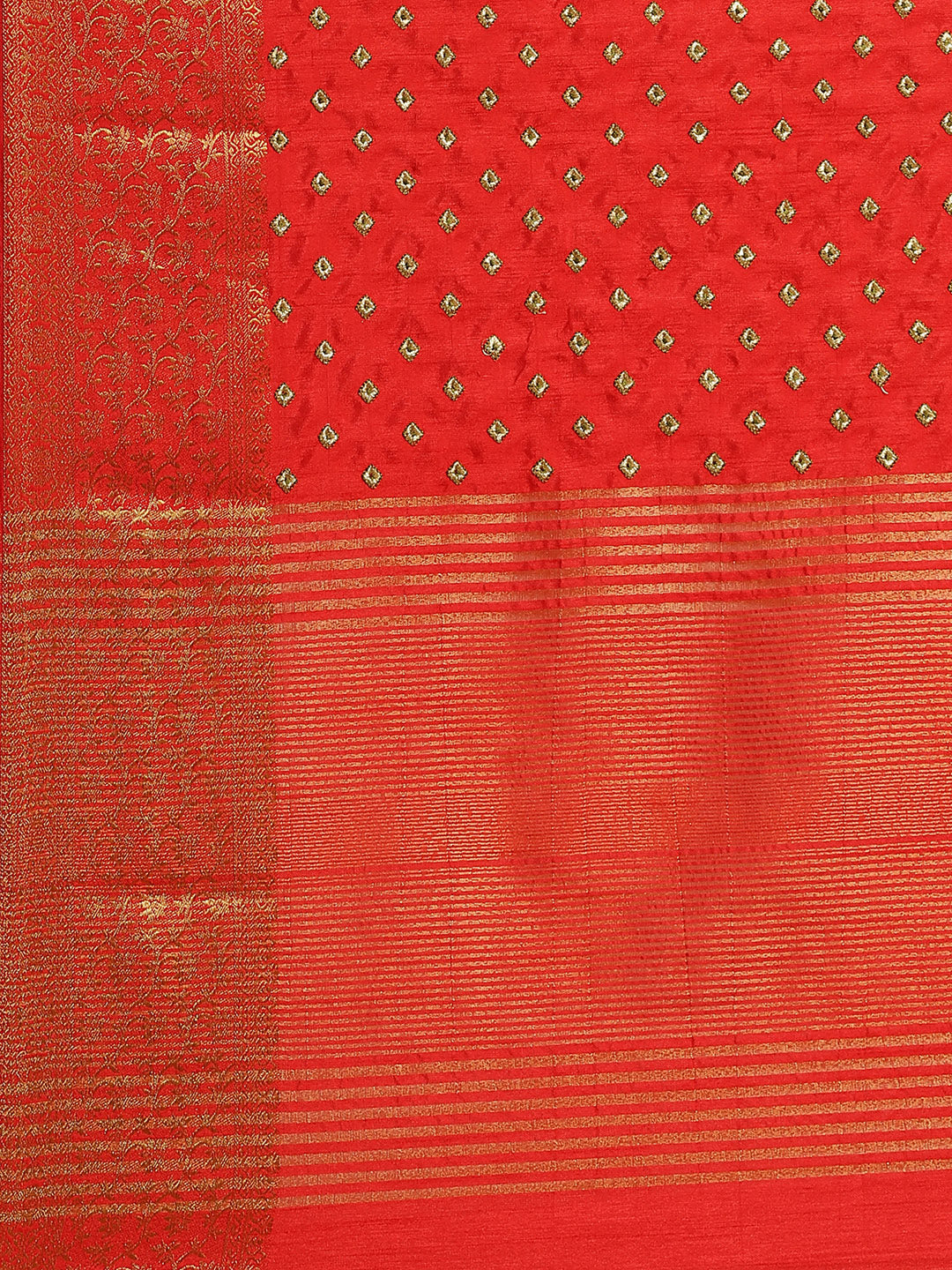 Handloom Raw Silk Saree with Zari Embroidery intricate Butas & Gold Zari Woven Border