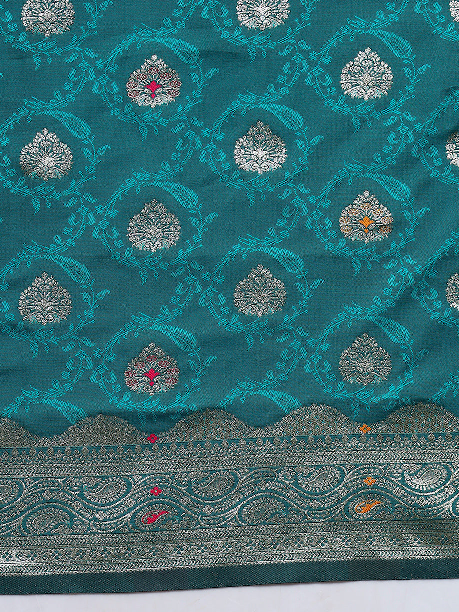 Handloom Banarasi Brocade Silk saree with Intricate Meenakari Weaving & Paisley Border