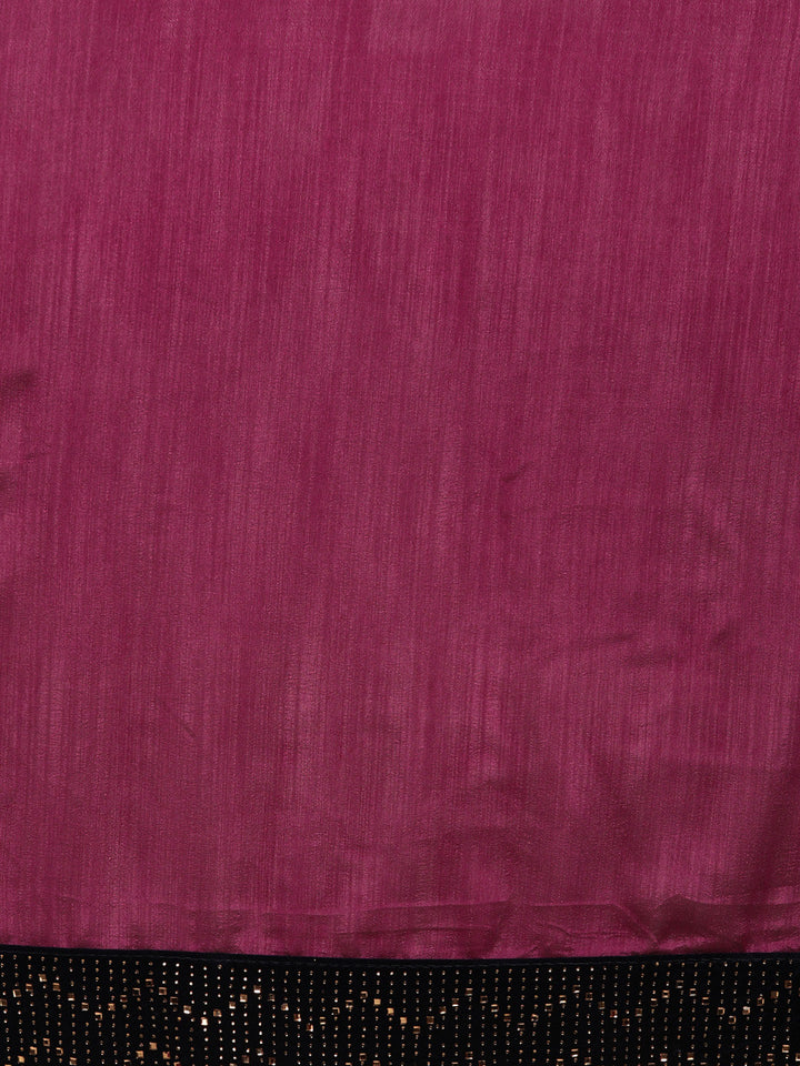 Raw Silk saree with Hand-Embellished Velvet Border