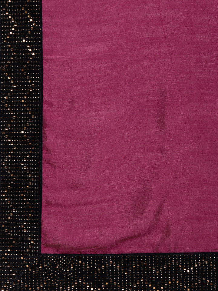 Raw Silk saree with Hand-Embellished Velvet Border