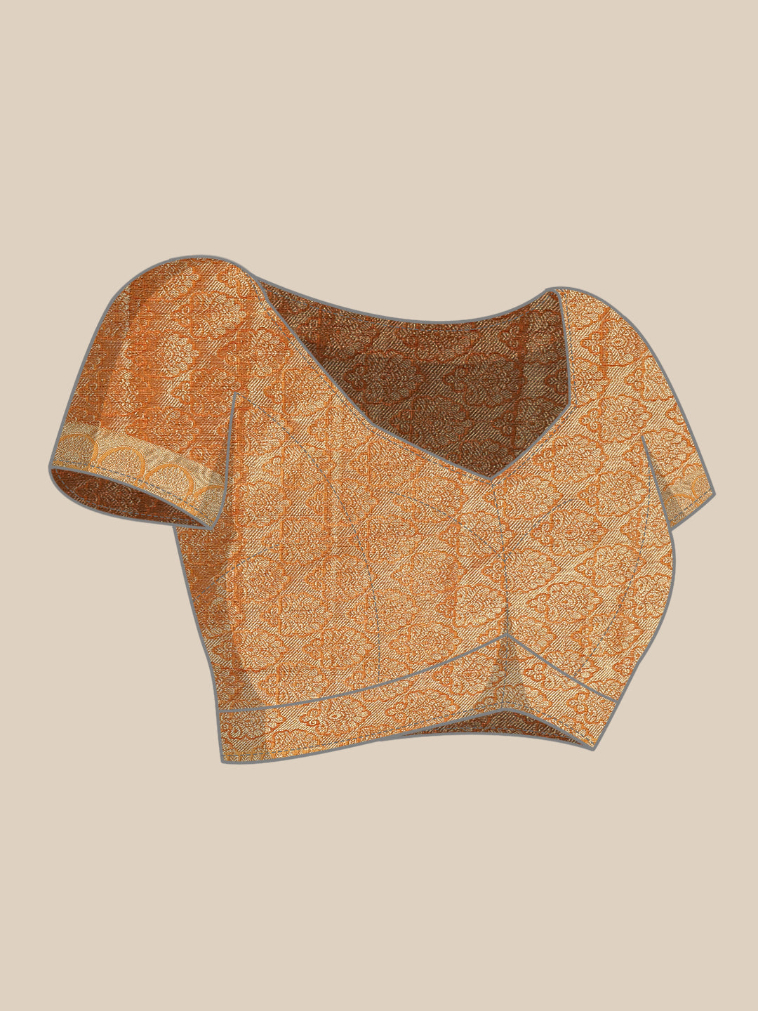 Rust Orange Jamdani Chanderi Saree with Leheriya pattern Zari Weaving