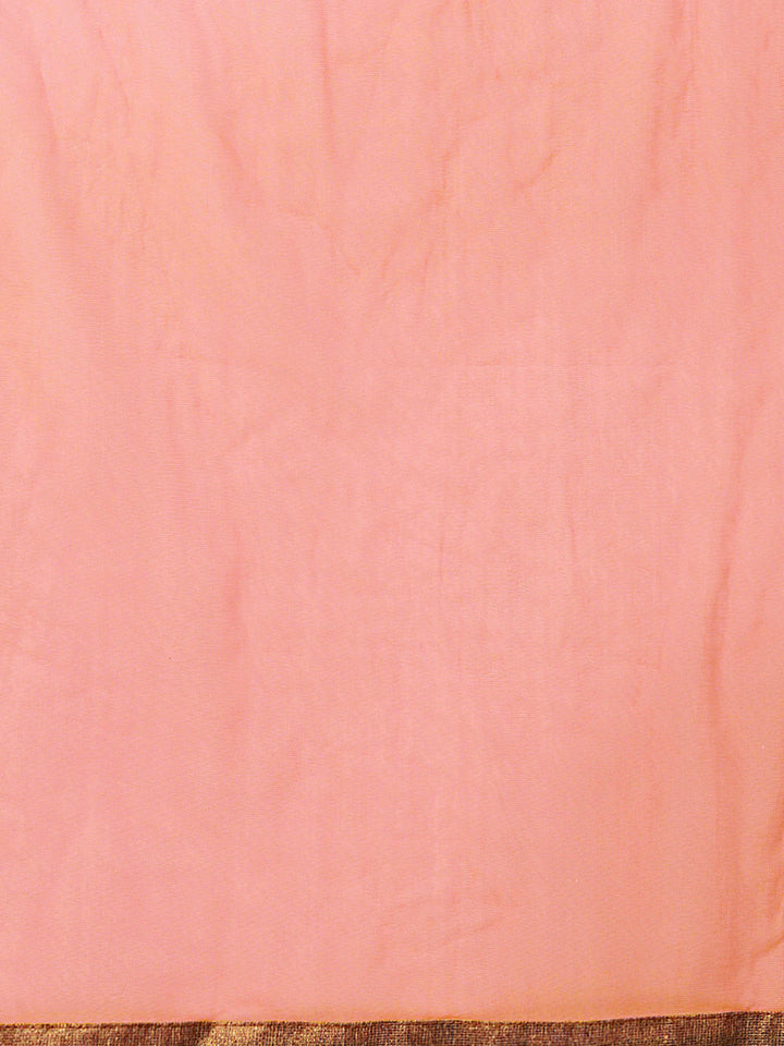 Made to Measure Peach Anarkali Cocktail Gown with Resham Zari Embroidery and dupatta