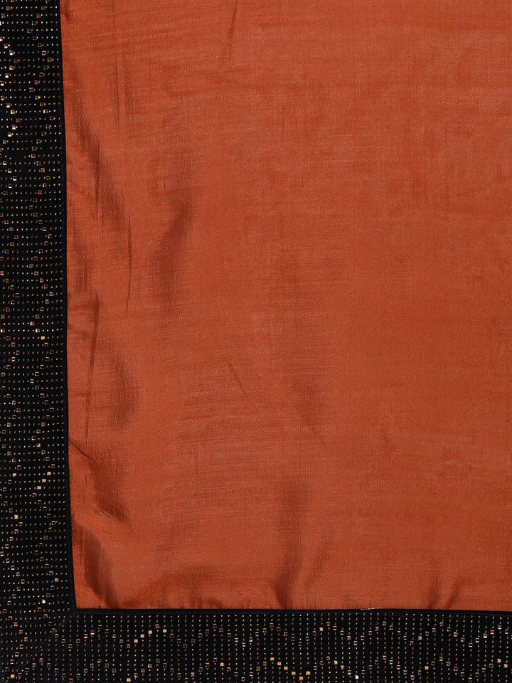 Raw Silk saree with Hand-Embellished Velvet Border