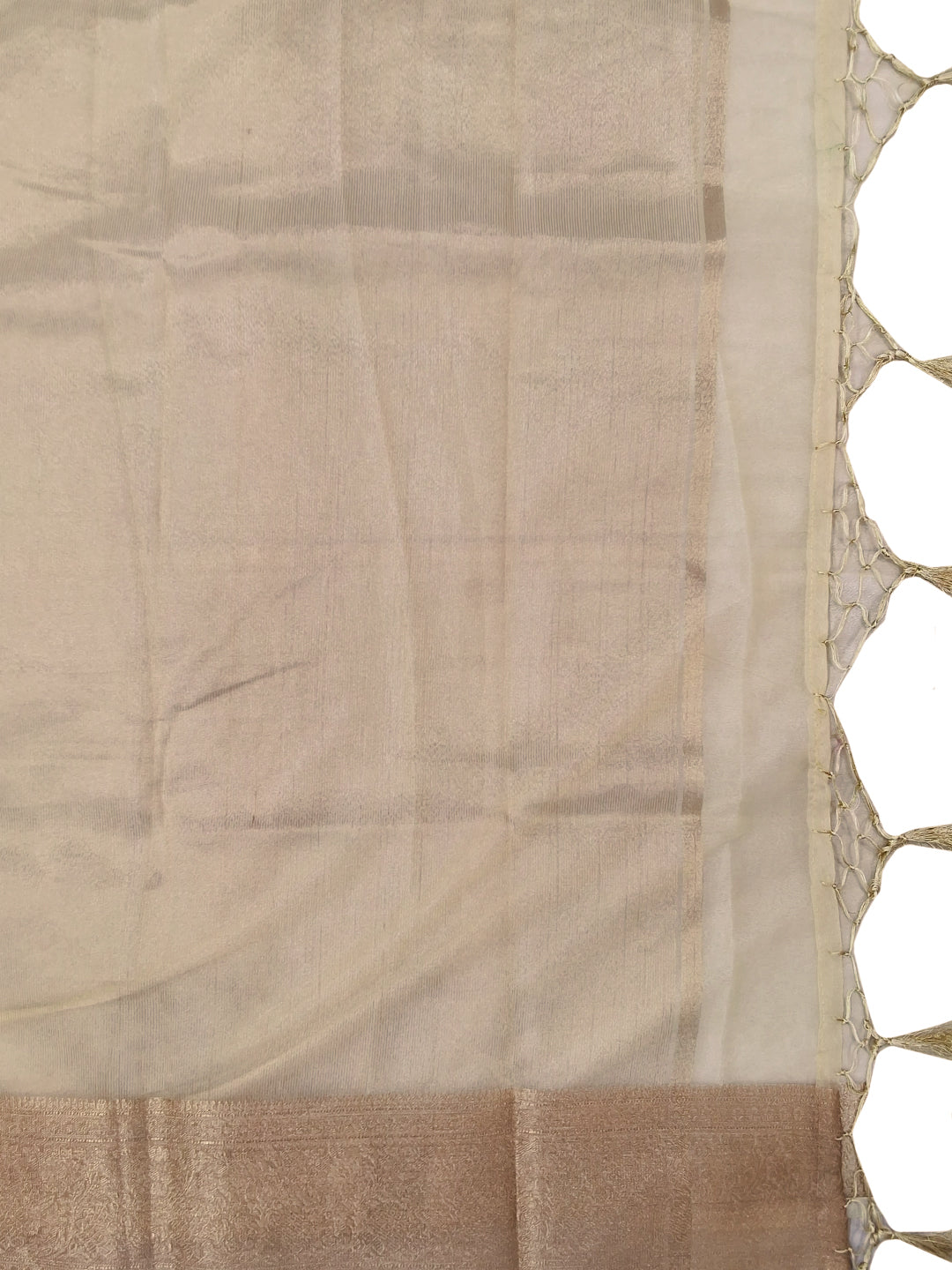 Cream Floral Printed Silk Saree with Zari Border and Rose Motif