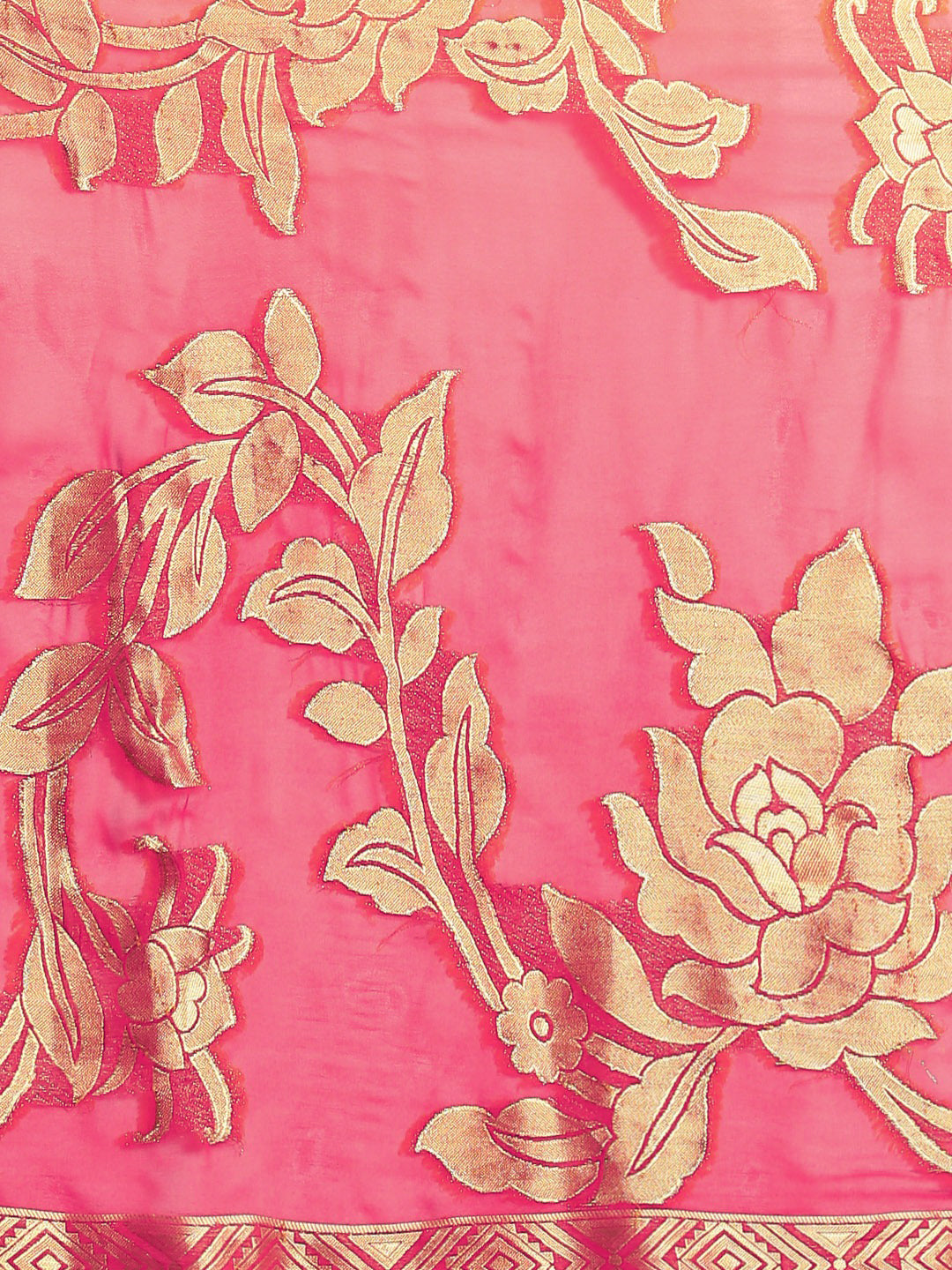 Yellow Pink Ombre Banarasi Khaddi Georgette Saree with Floral Weaving