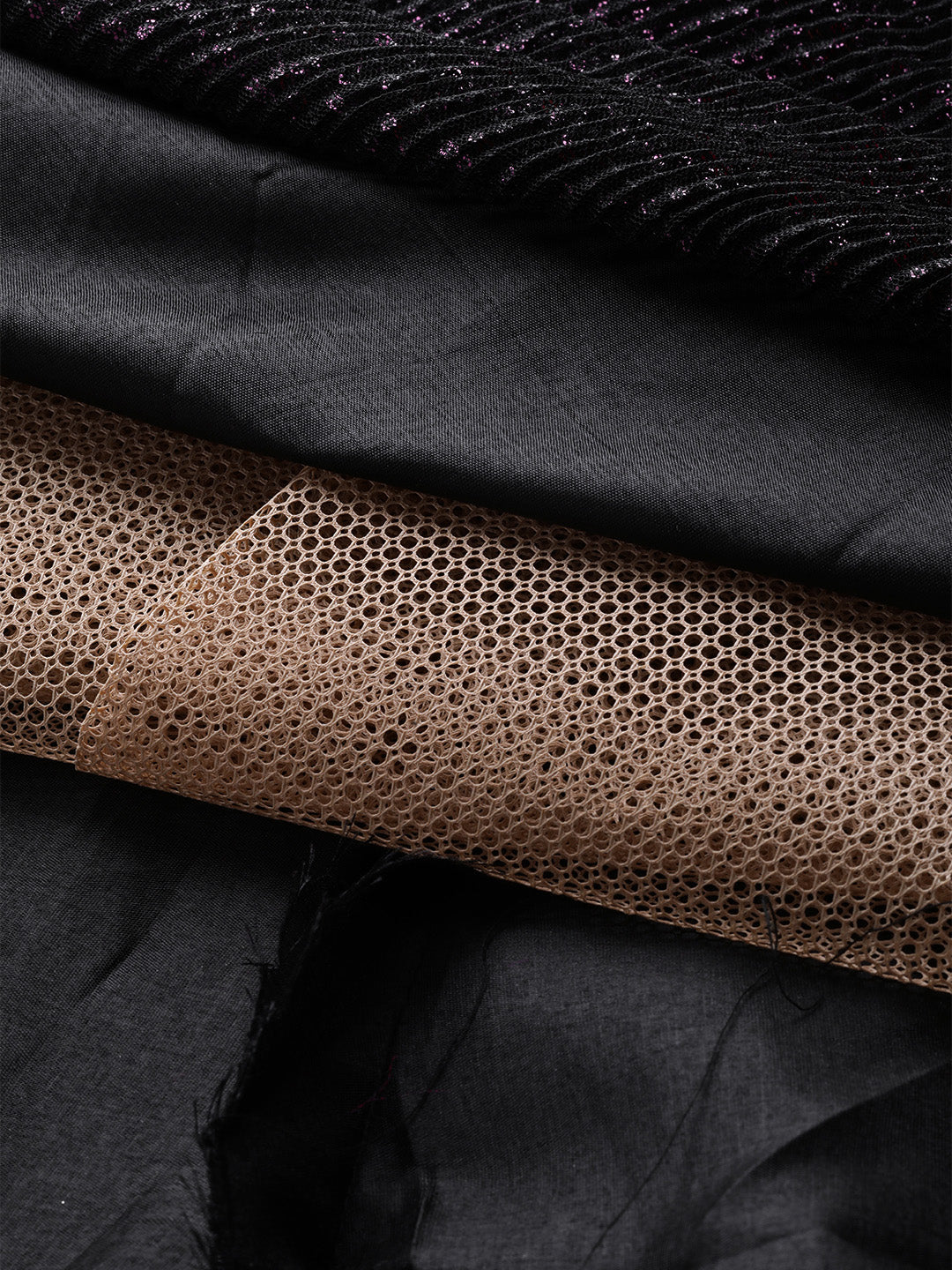 Black Sequinned Cocktail Gown with Ruffled dupatta