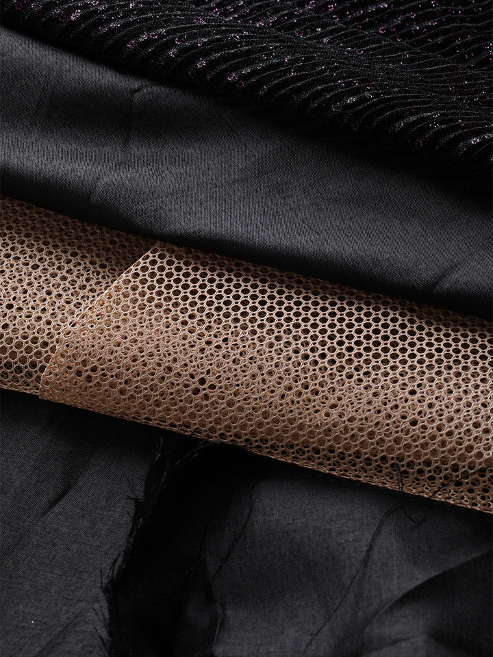 Black Sequinned Cocktail Gown with Ruffled dupatta