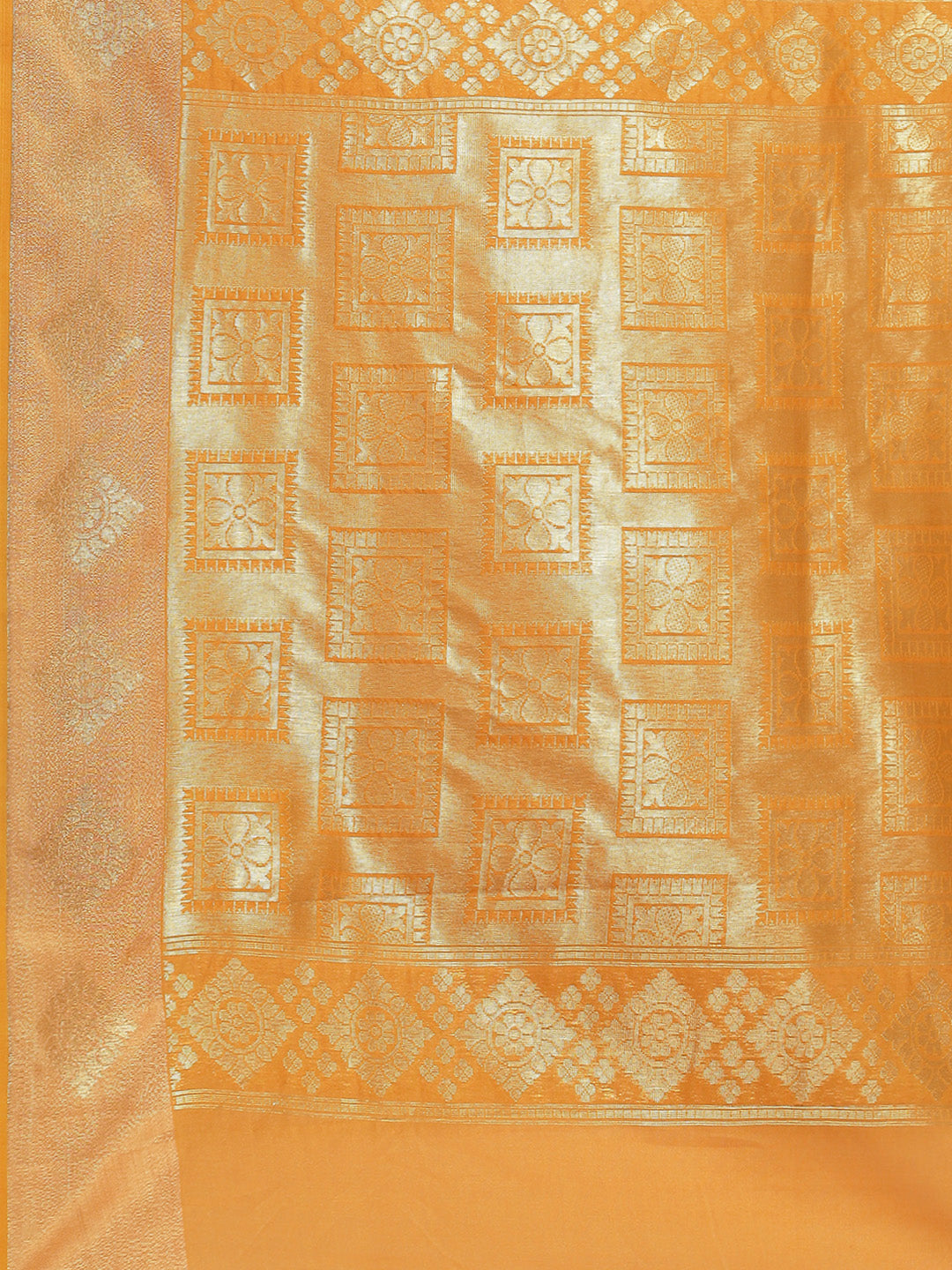 Yellow Resham & Woven Banarasi Silk Saree with Geometrical Motifs